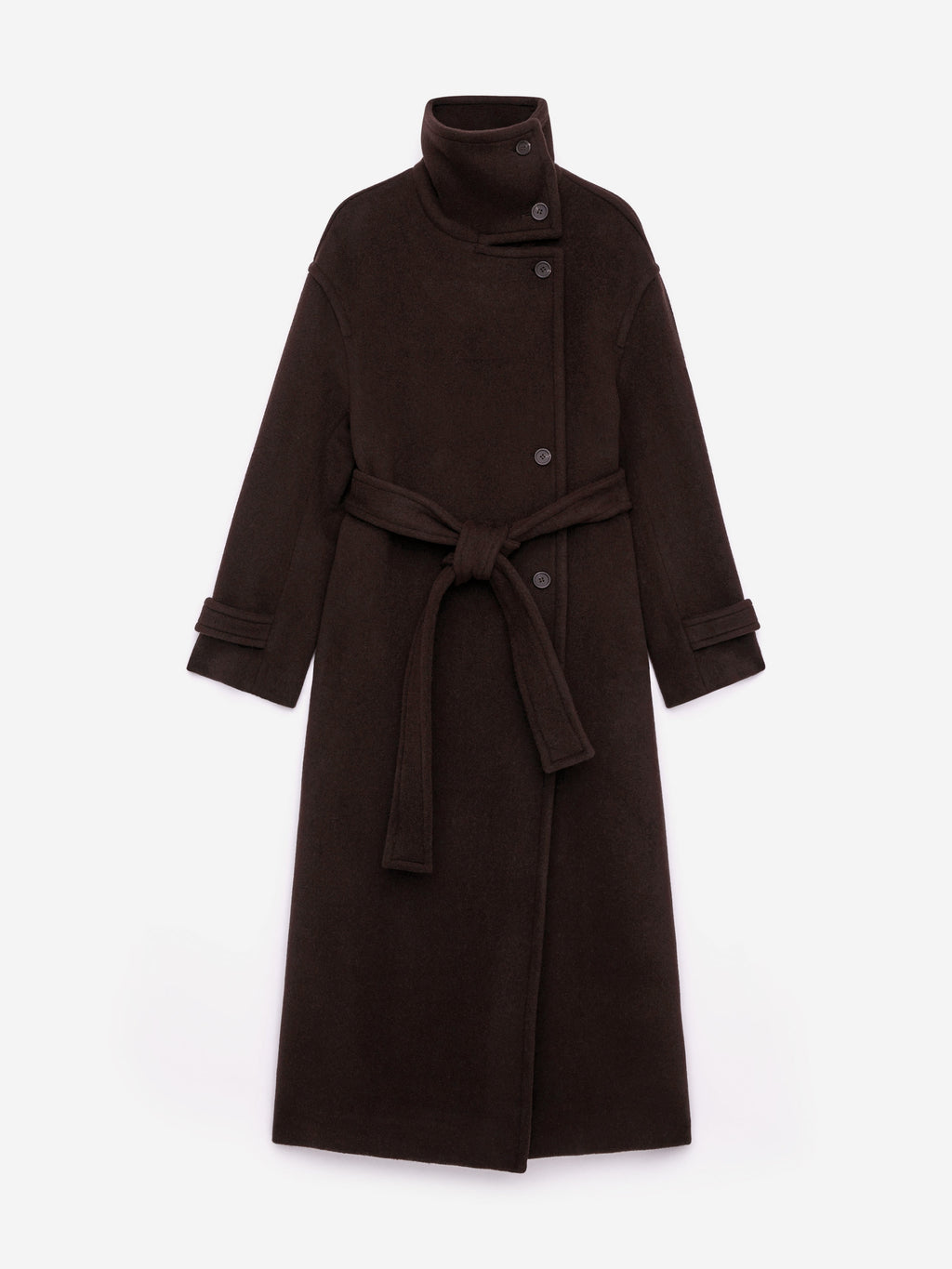 Oversized Wool-Blend Coat - Brown - Image 2
