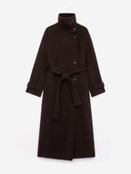 Oversized Wool-Blend Coat - Brown - Image 2