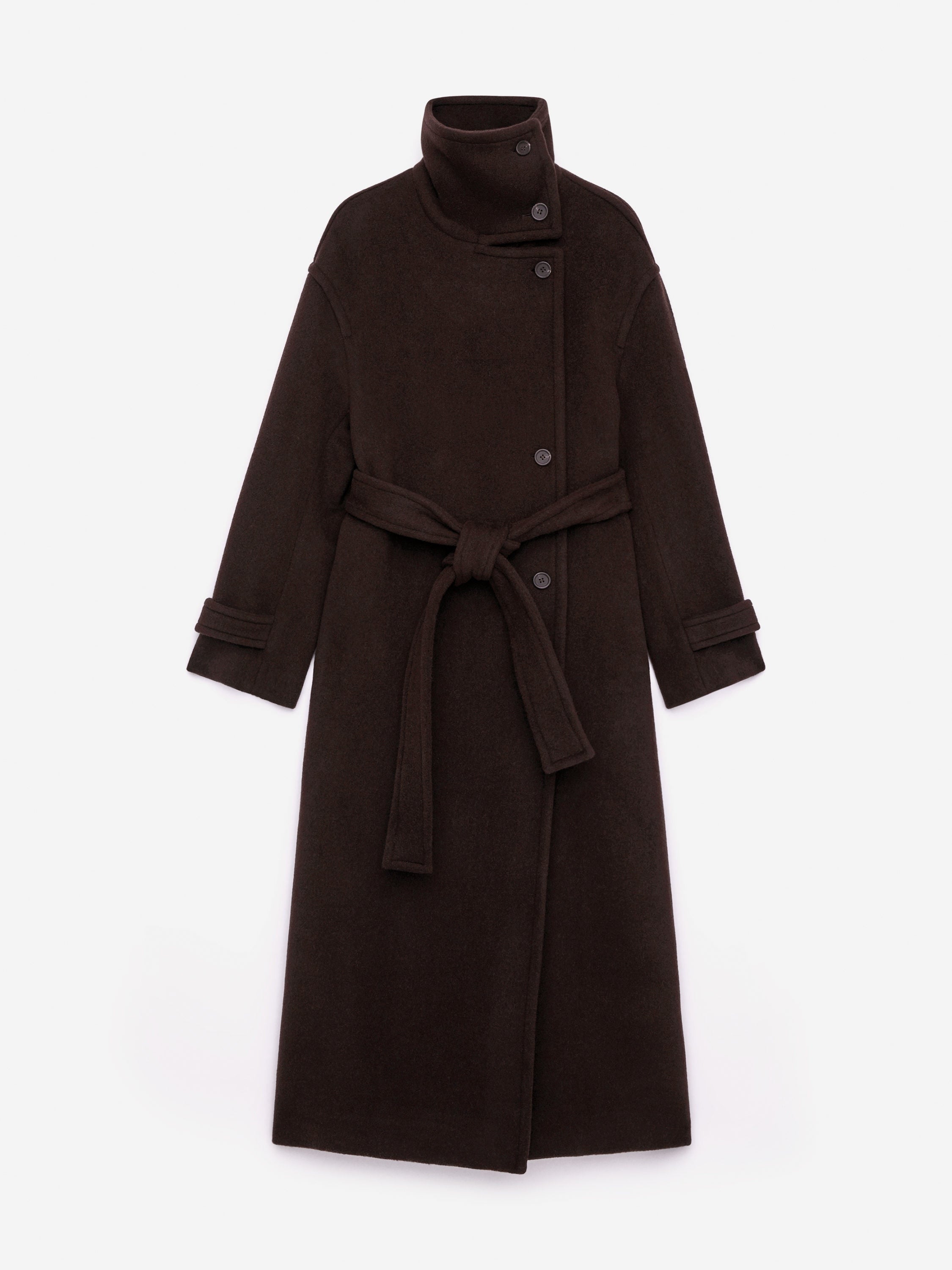 Oversized Wool-Blend Coat - Brown - Image 2