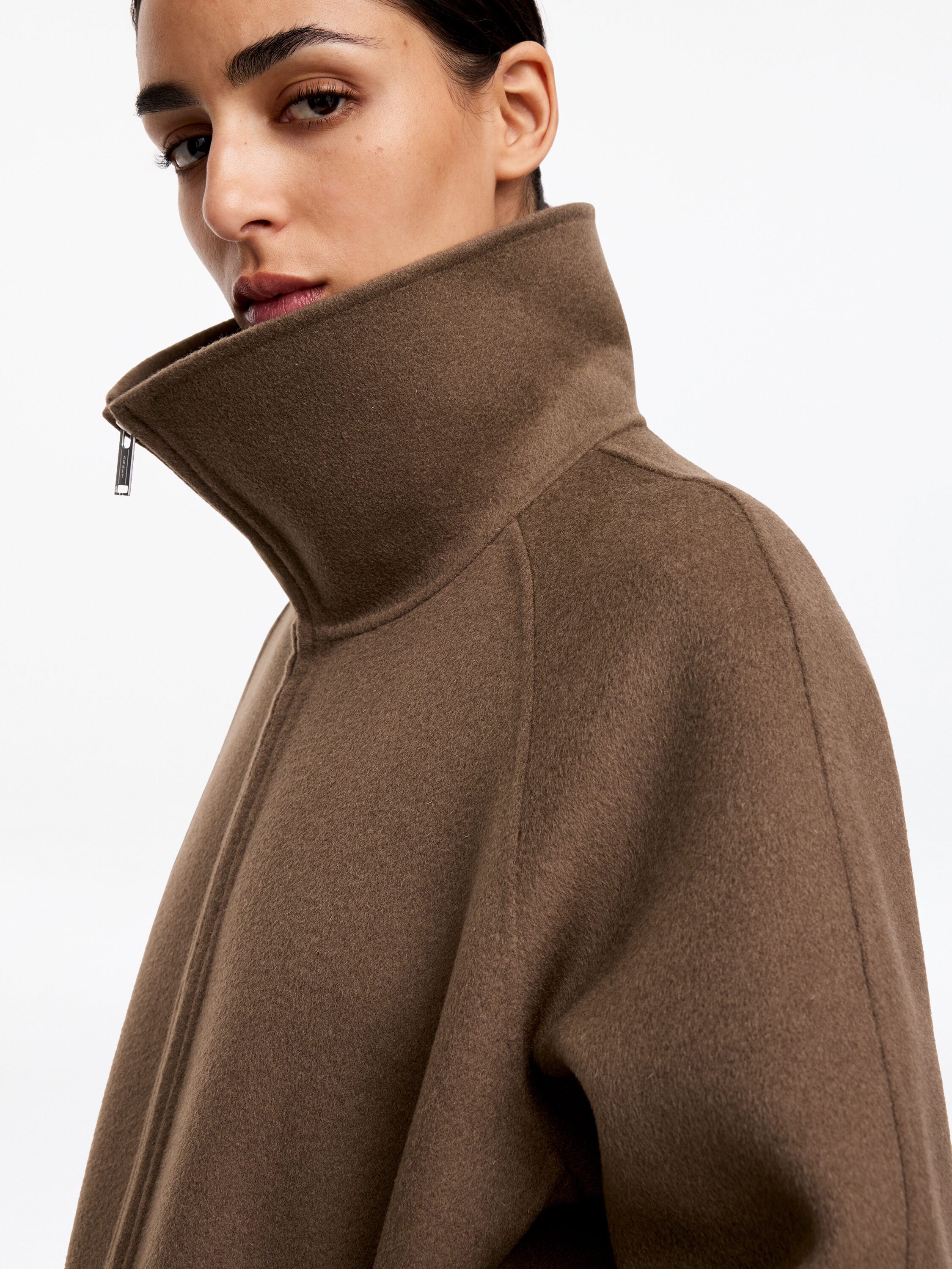Double-Face Wool Blend Jacket - Brown - Image 4