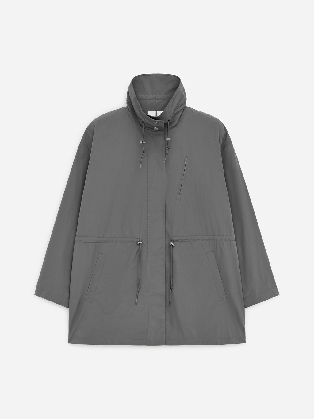 High-Collar Nylon Jacket - Grey