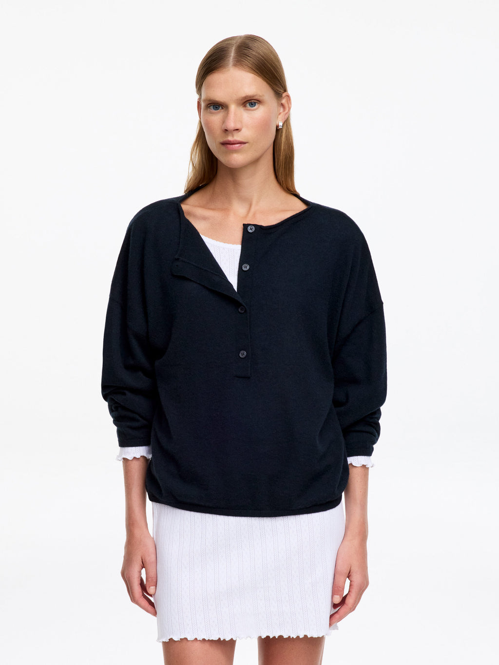 Pure Cashmere Boat-Neck Jumper - Blue