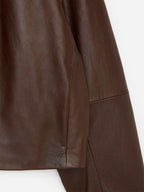 Short Leather Jacket - Brown - Image 6
