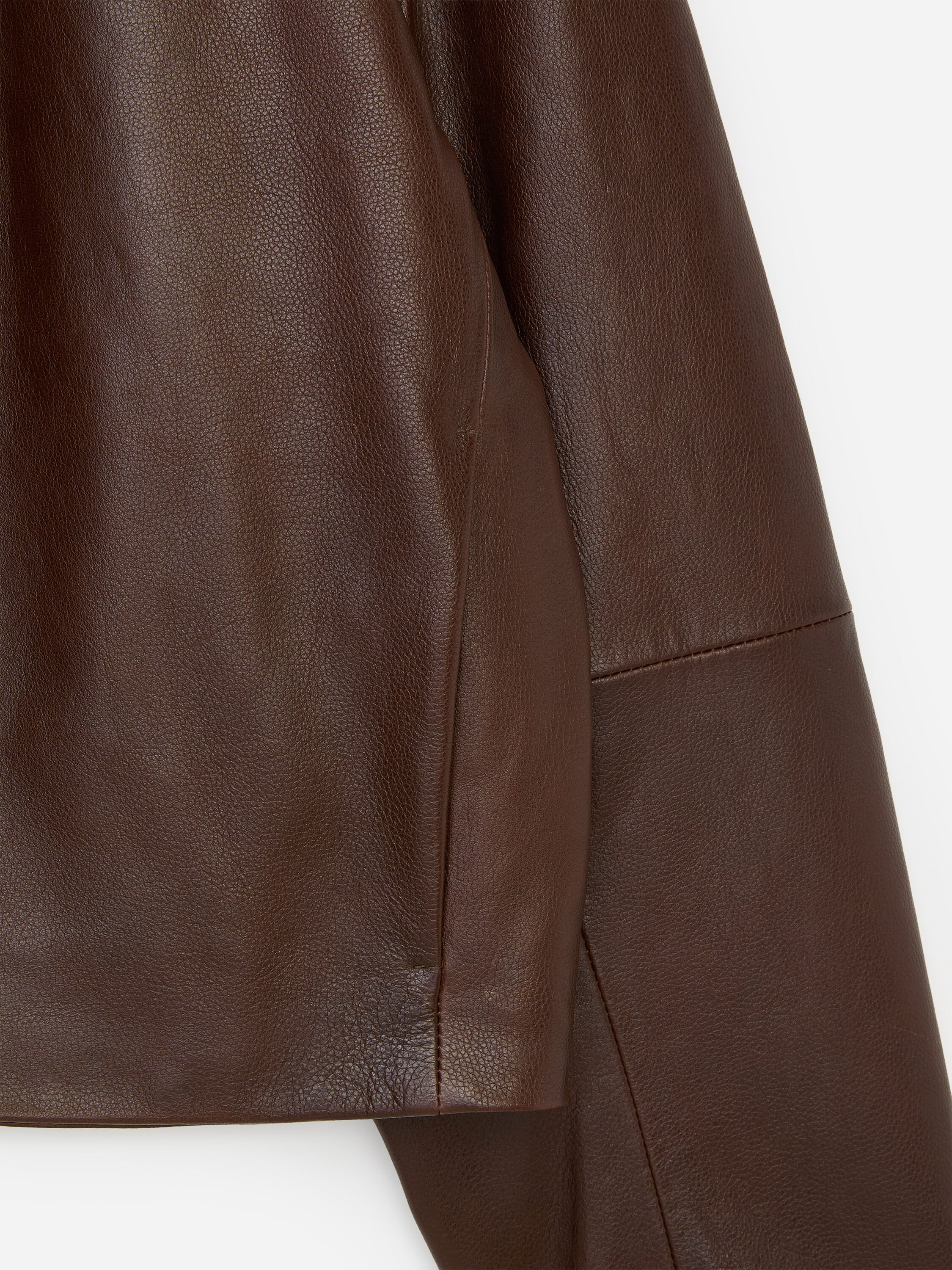 Short Leather Jacket - Brown - Image 6