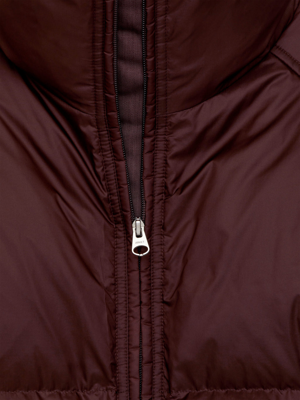 Upcycled Down Puffer Jacket - Brown - Image 3