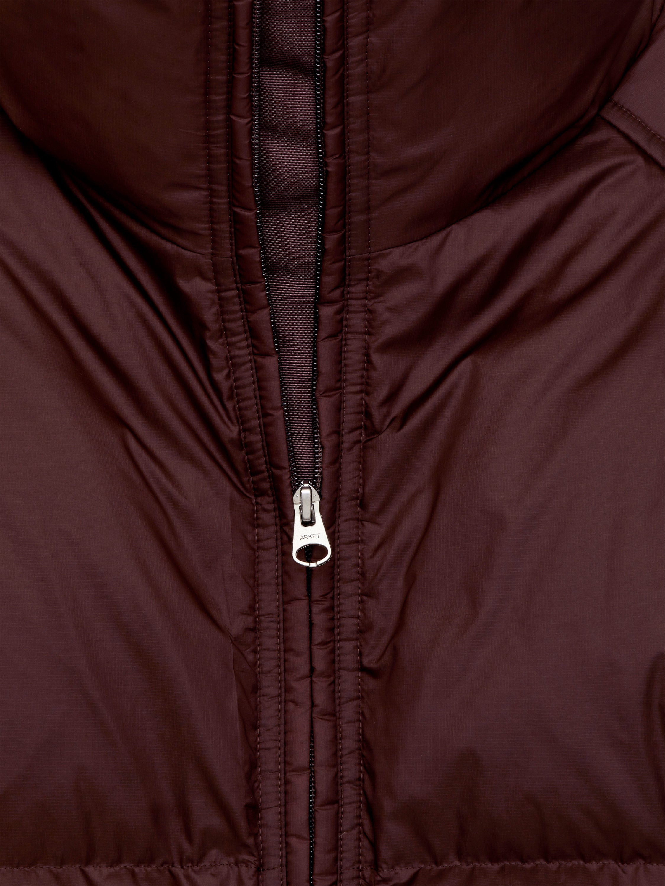Upcycled Down Puffer Jacket - Brown - Image 3