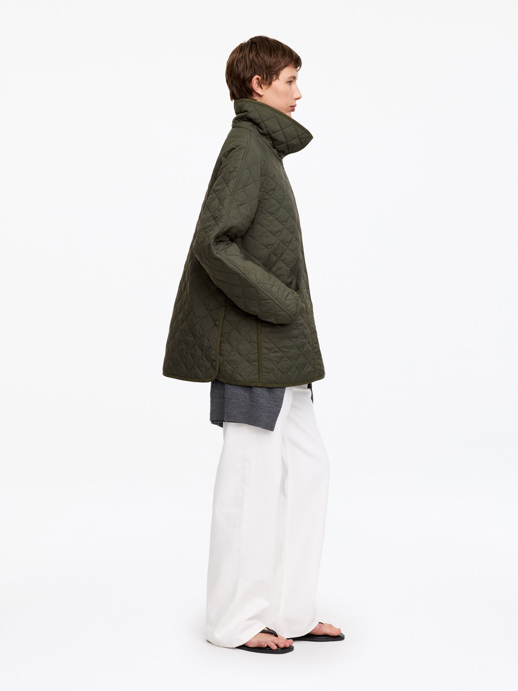 Relaxed Quilted Jacket - Green - Image 2