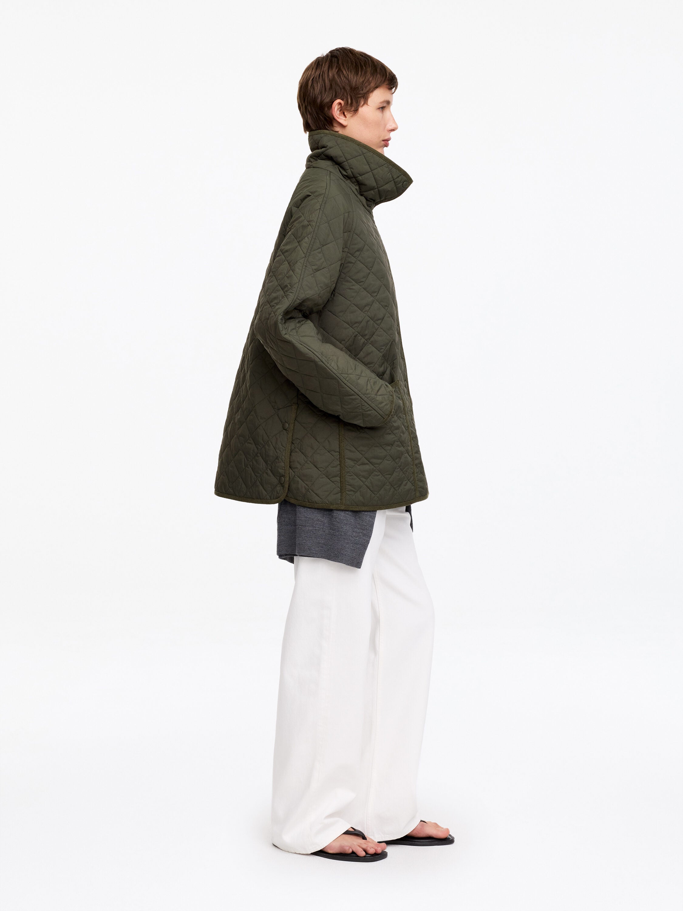 Relaxed Quilted Jacket - Green - Image 2