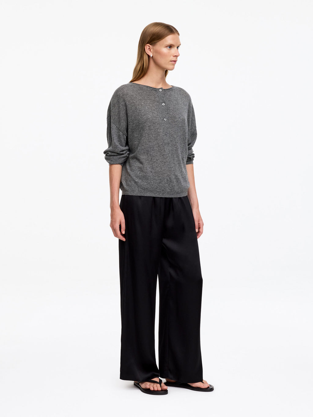 Pure Cashmere Boat-Neck Jumper - Grey - Image 2