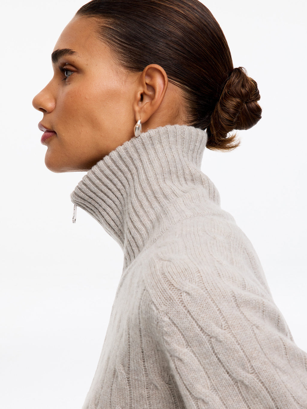 Half-Zip Cashmere Jumper - Beige - Image 5