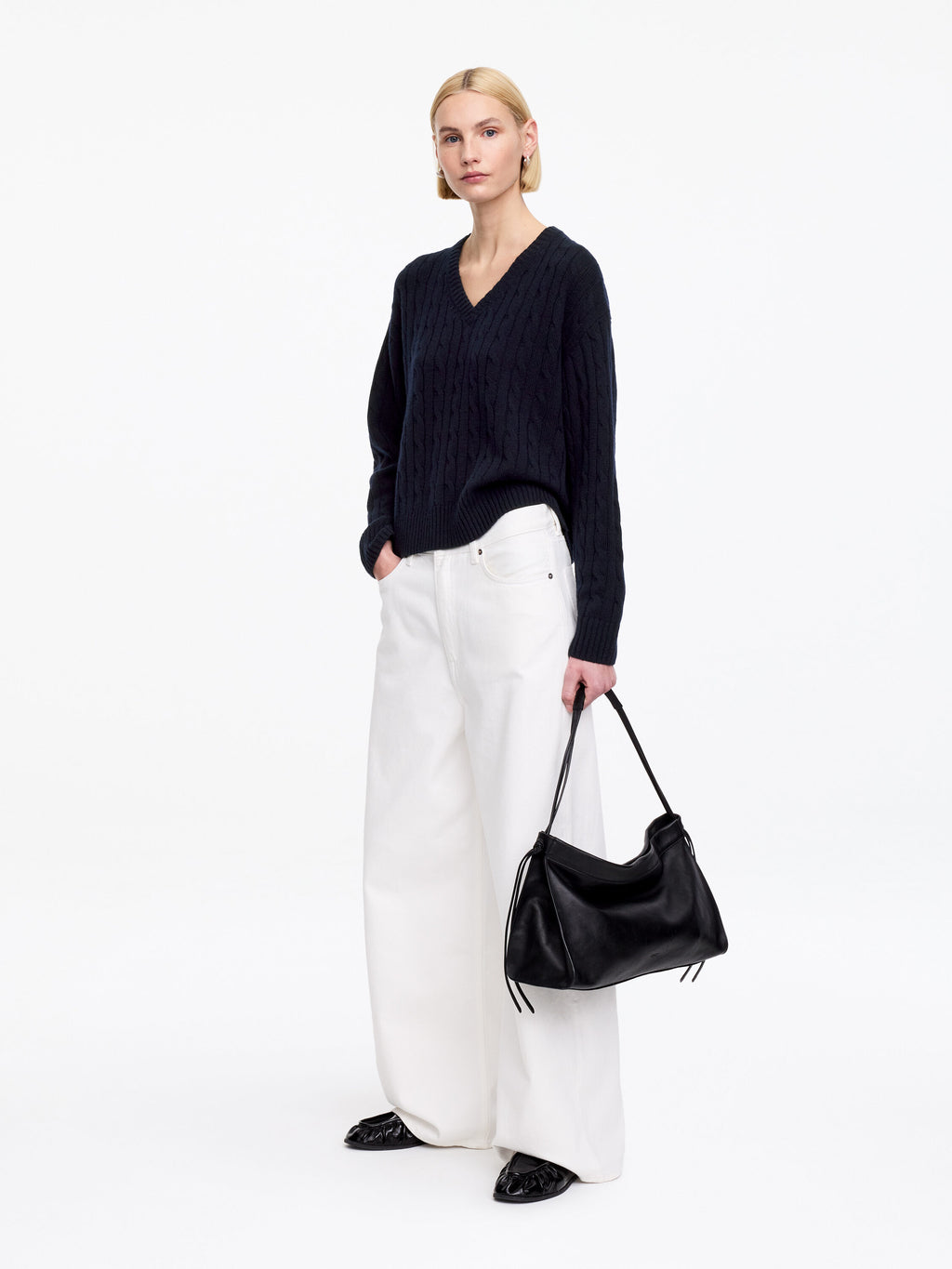 Pure Cashmere V-Neck Jumper - Blue - Image 3