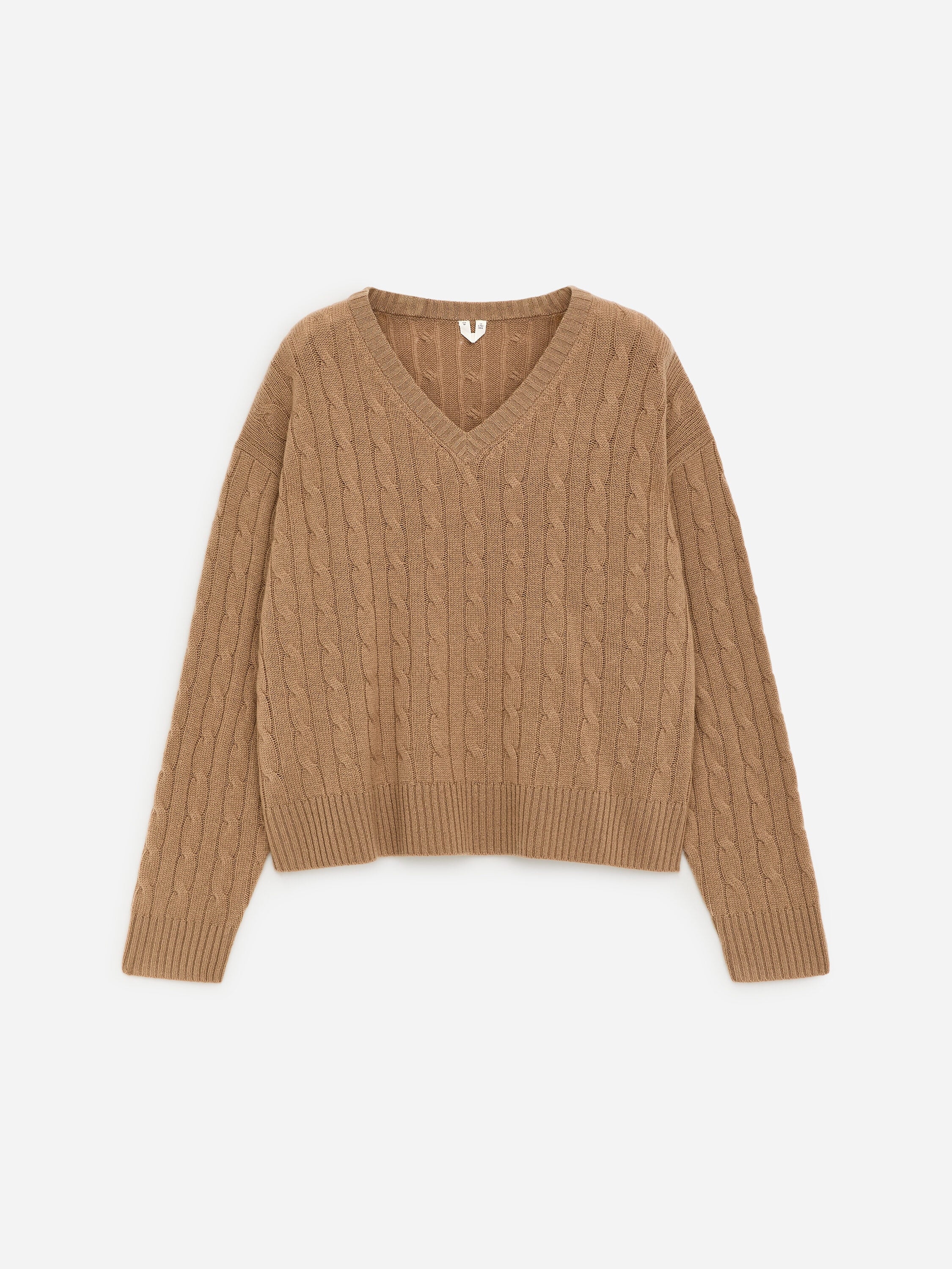 Pure Cashmere V-Neck Jumper - Beige - Image 5