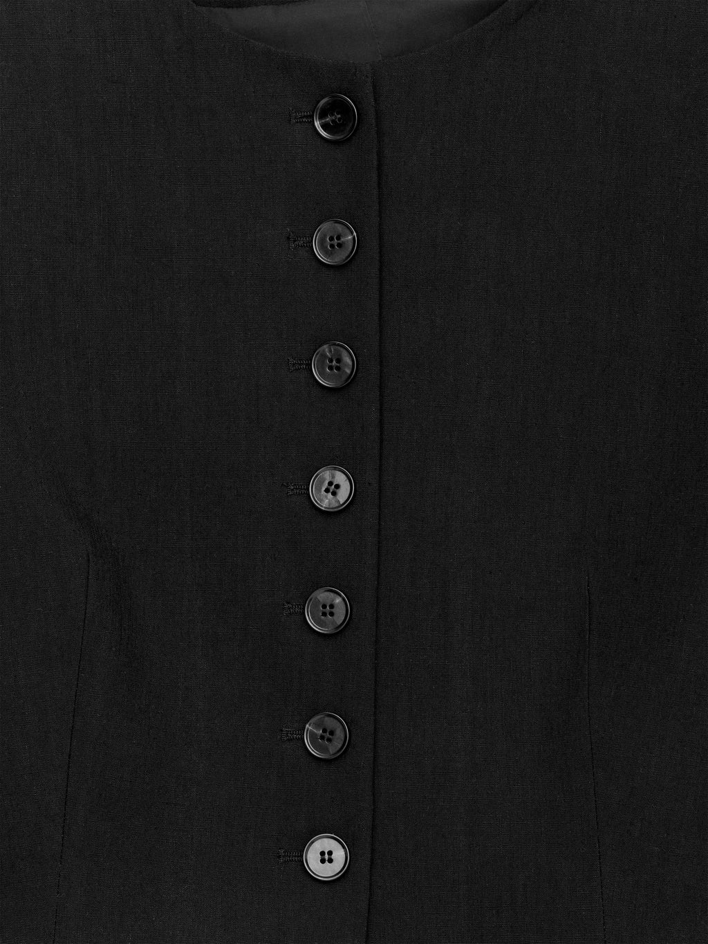 Linen-Blend Blazer - Black - Image 2