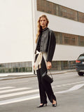 Collarless Leather Jacket - Black