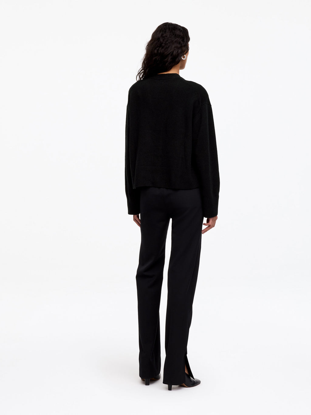 Cashmere V-Neck Cardigan - Black - Image 2