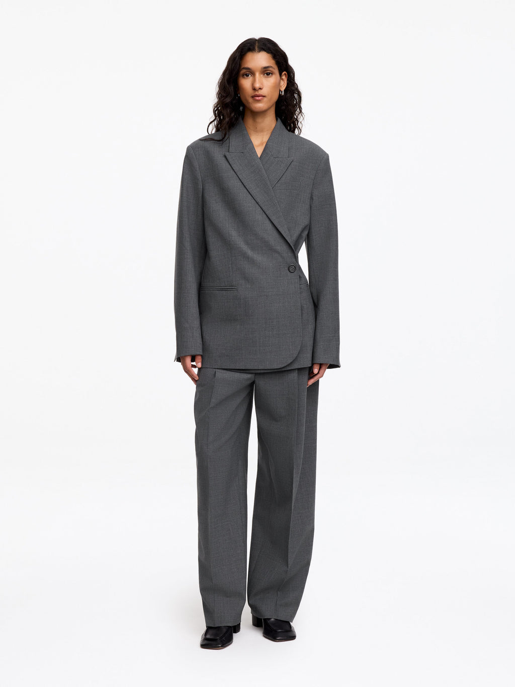 Wool-Blend Blazer - Grey - Image 2