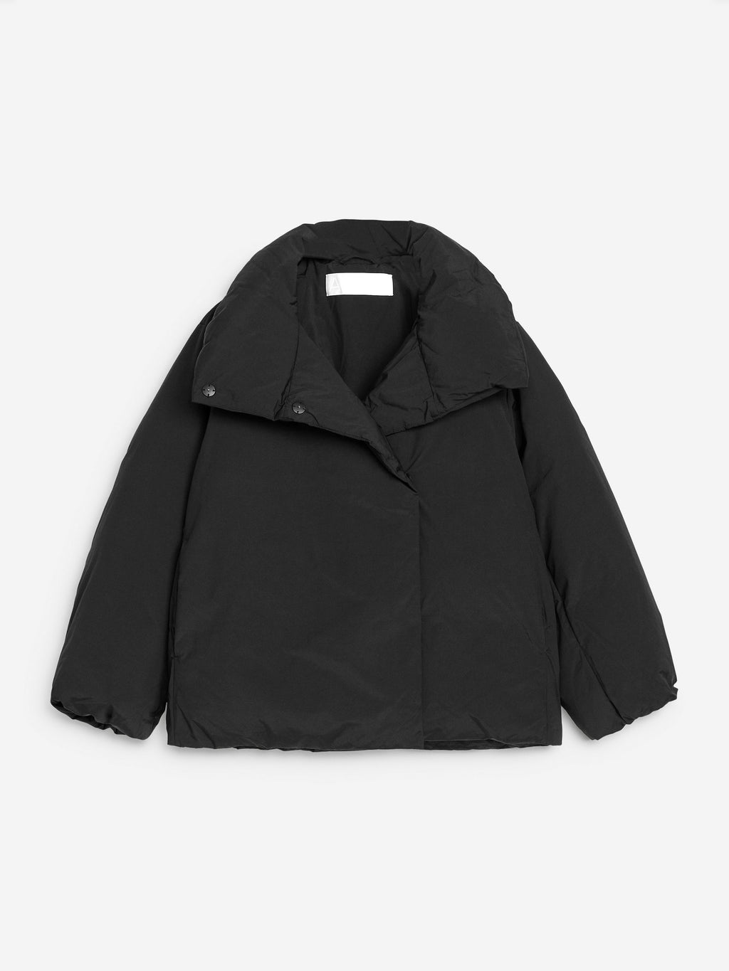 Upcycled Down High-Collar Jacket - Black - Image 2