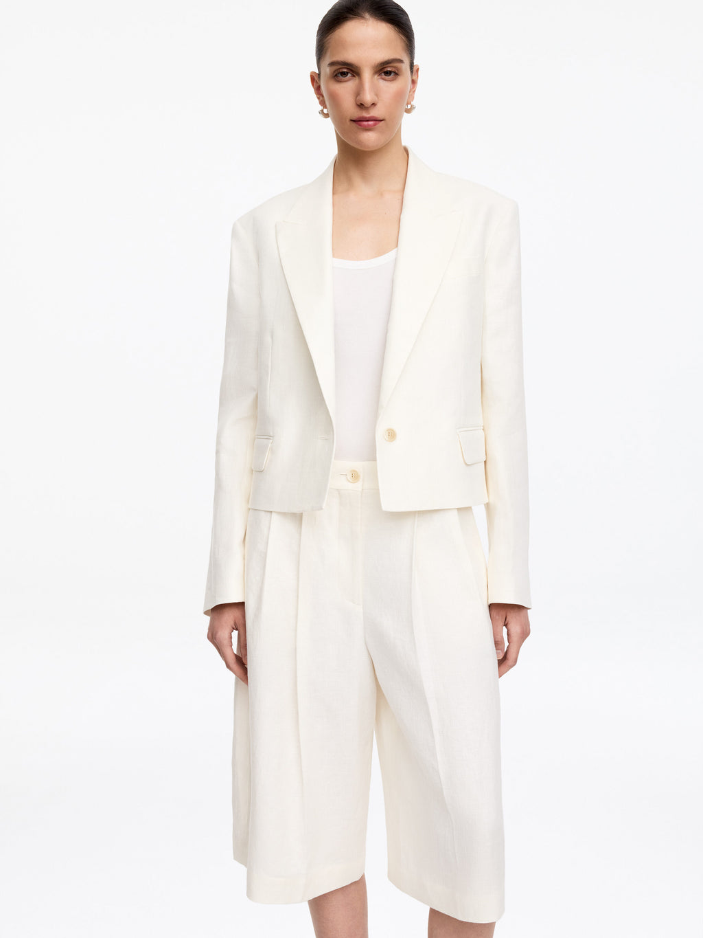 Linen Blazer - White - Image 3
