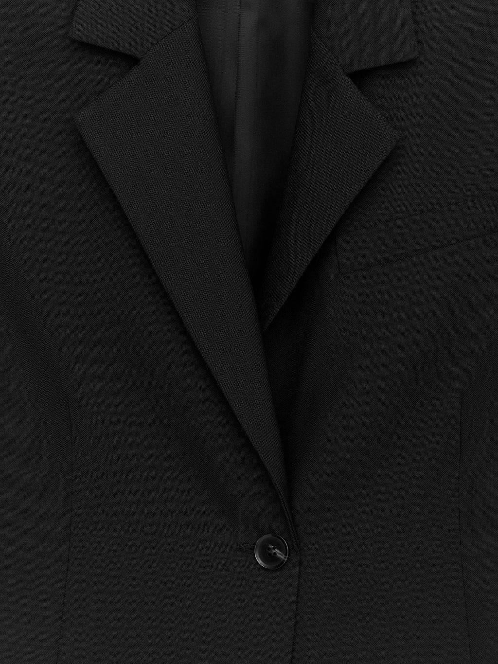 Cropped Wool Blazer - Black - Image 2