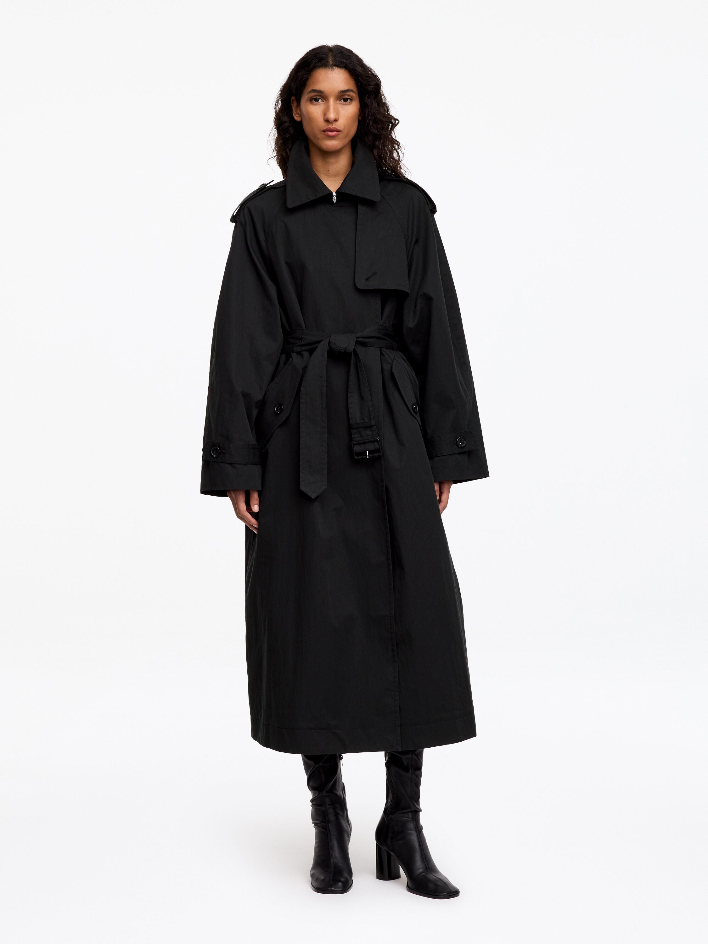 Oversized Trench Coat - Black