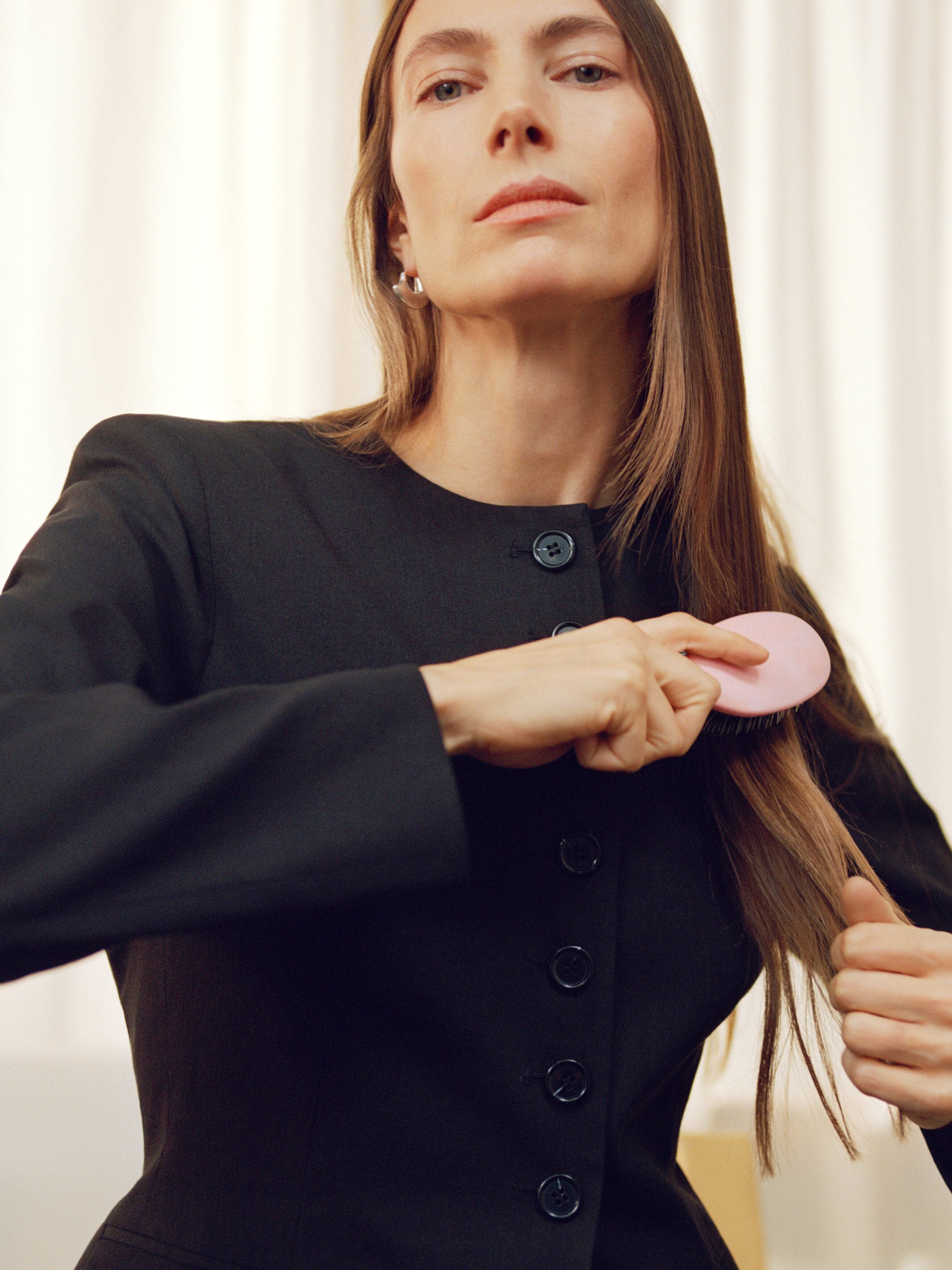 Linen-Blend Blazer - Black - Image 4