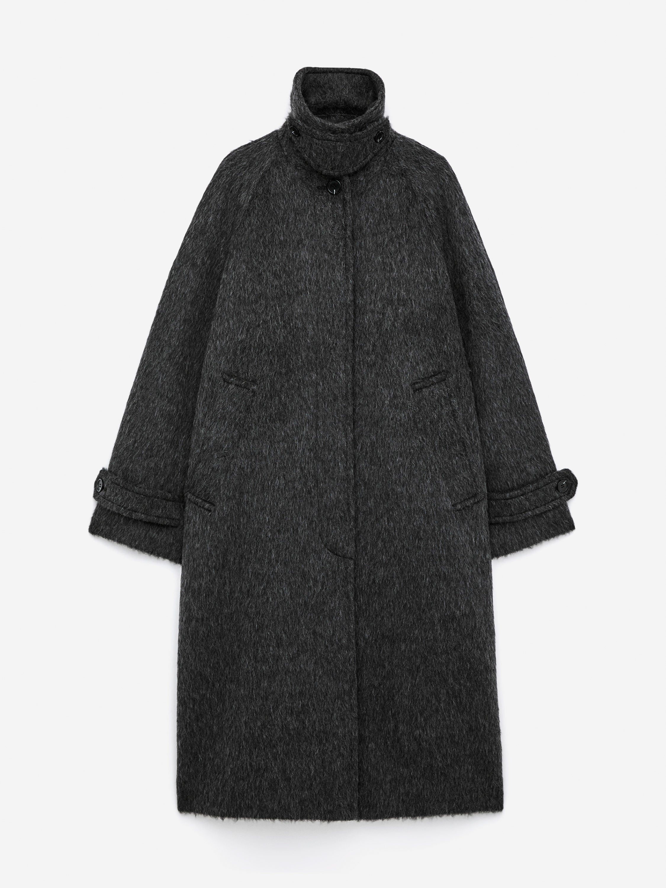 Wool-Alpaca Blend Coat - Black - Image 2