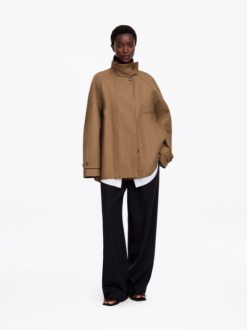 Corduroy-Collar Jacket - Brown