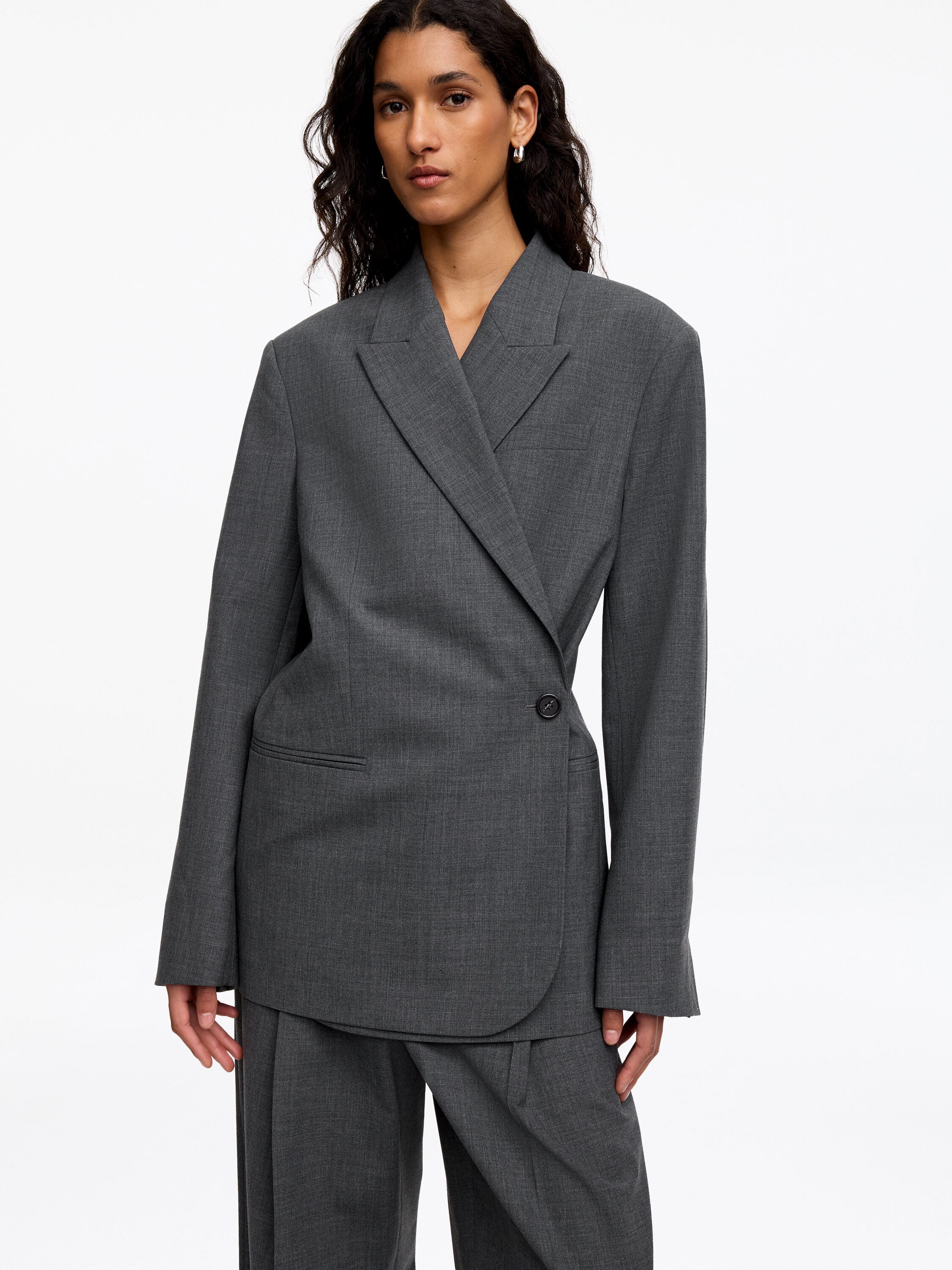 Wool-Blend Blazer - Grey - Image 6