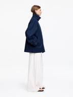 Funnel-Collar Cotton Jacket - Blue - Image 4