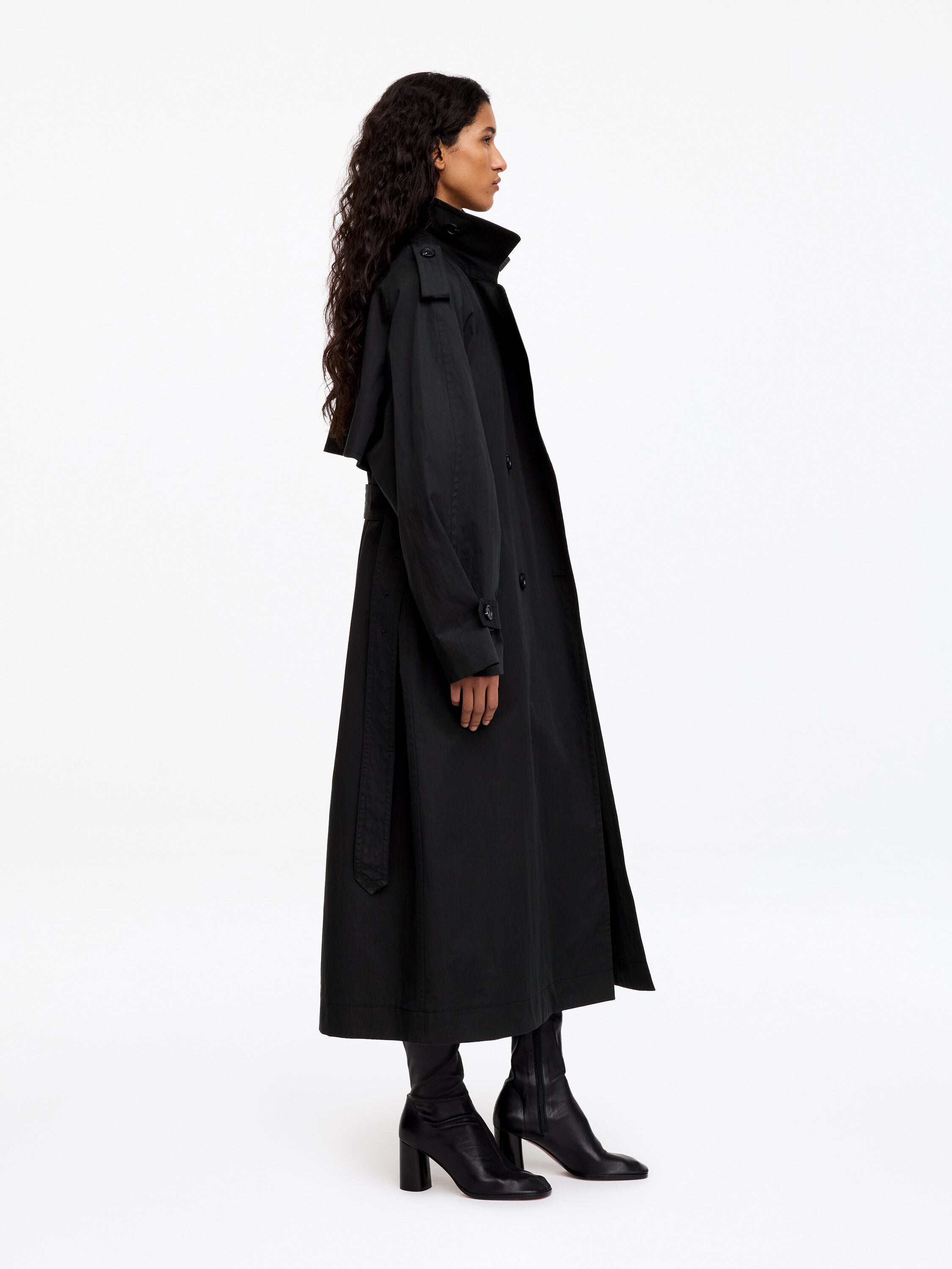 Oversized Trench Coat - Black - Image 3
