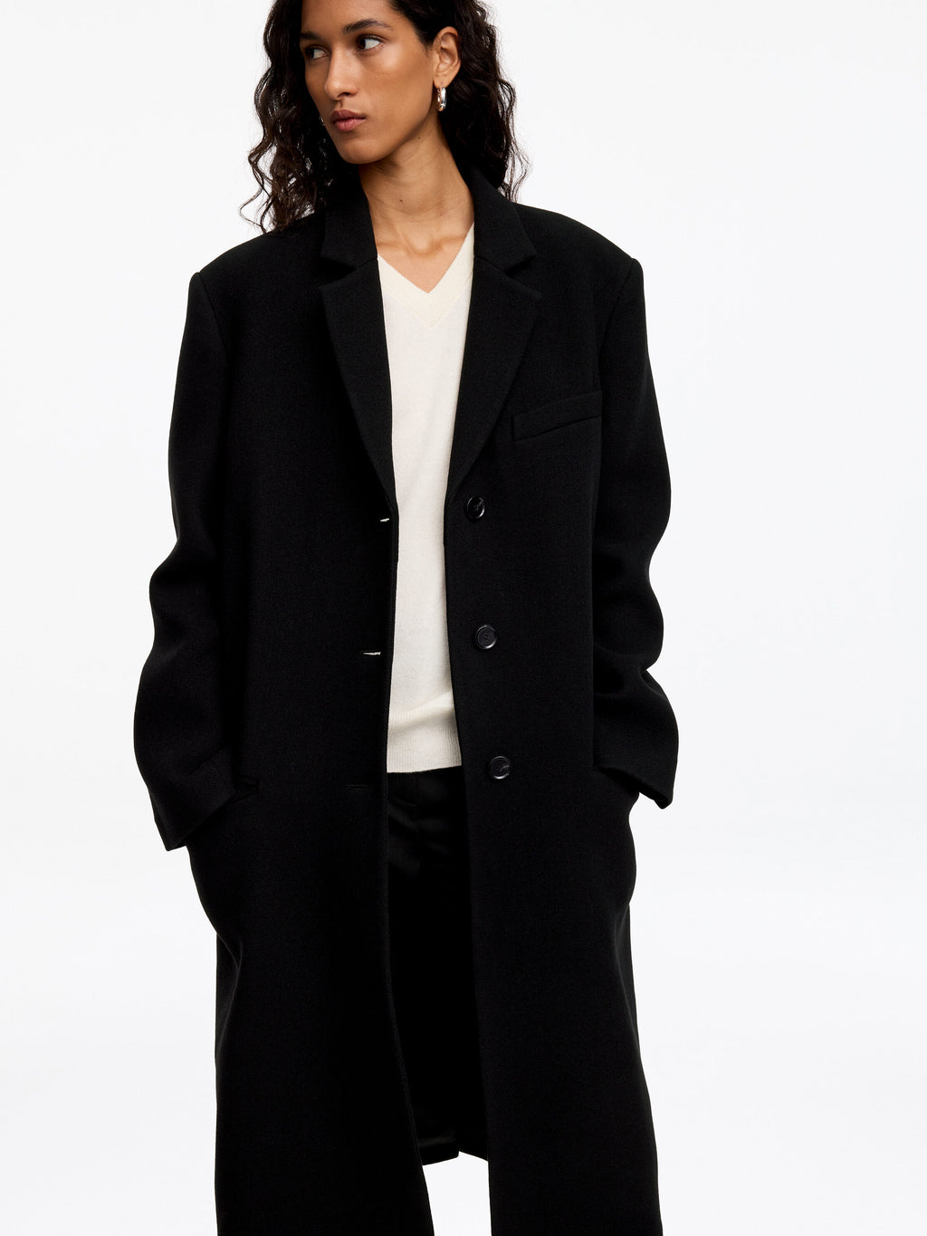 Wool-Blend Coat - Black - Image 4