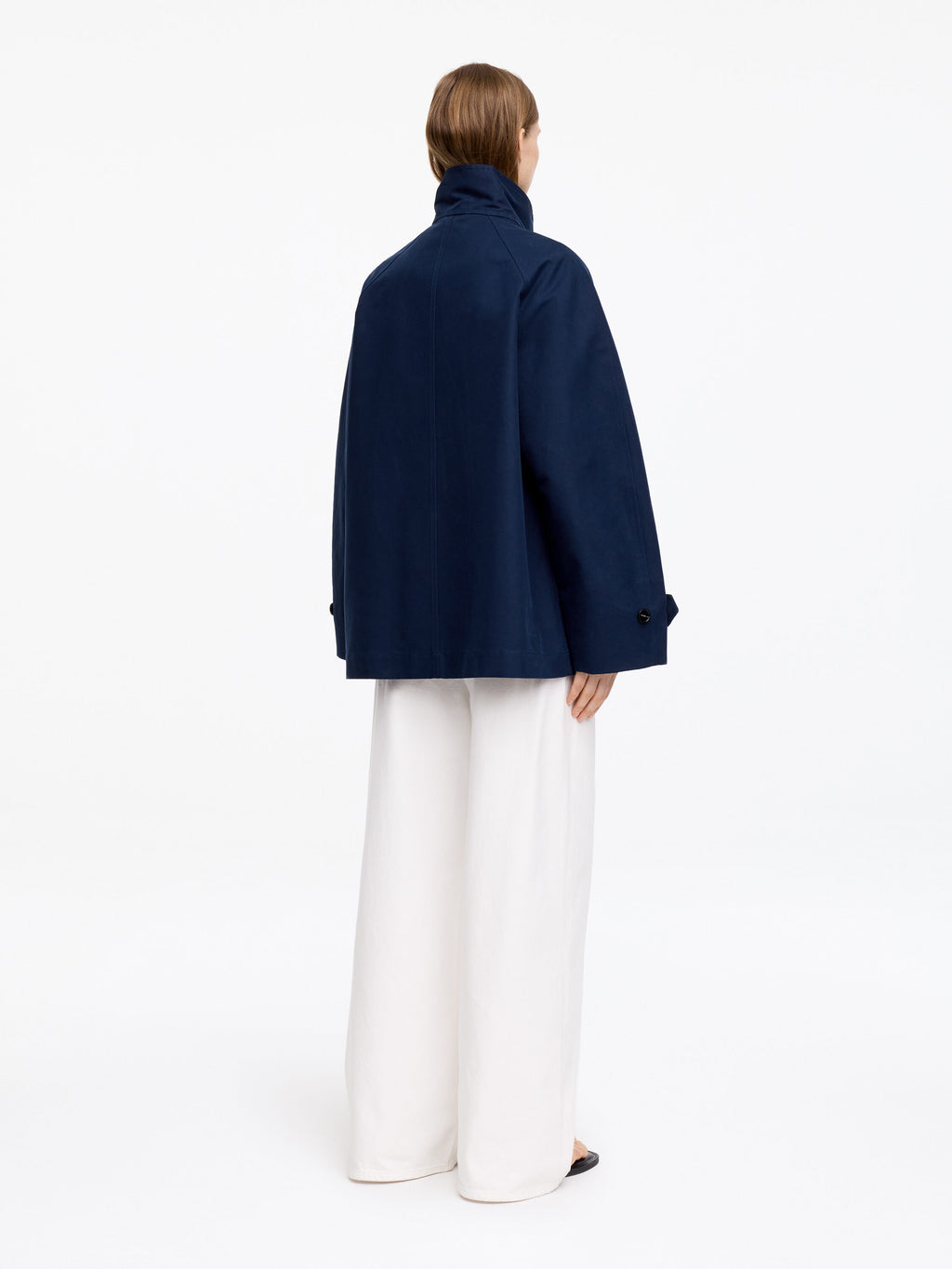 Funnel-Collar Cotton Jacket - Blue - Image 3