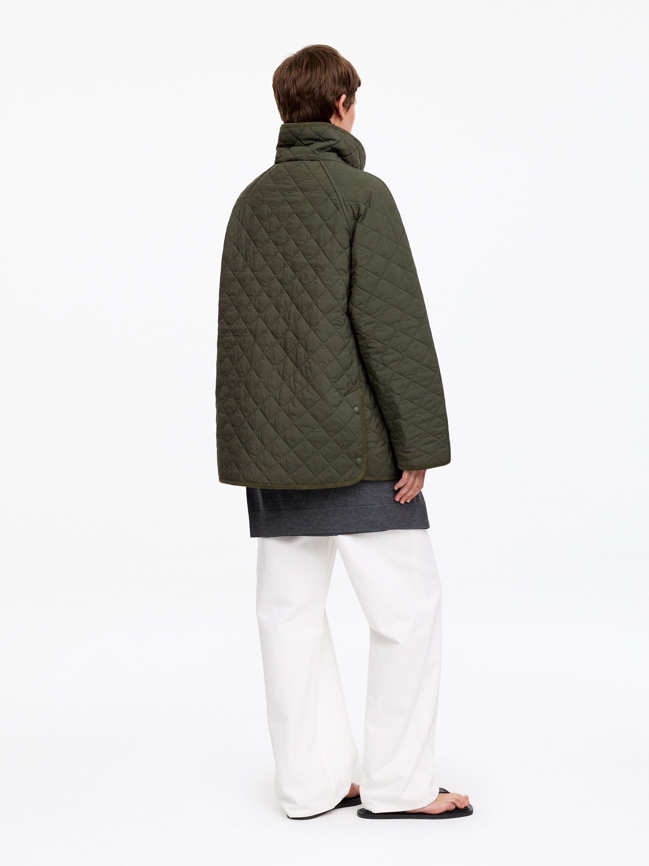 Relaxed Quilted Jacket - Green - Image 3