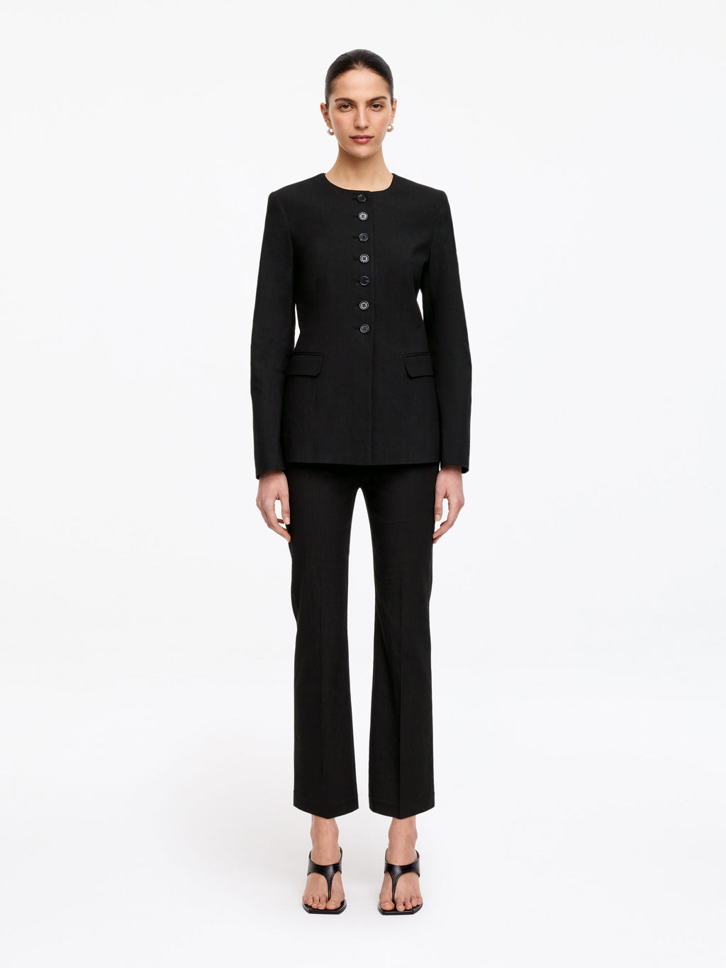 Linen-Blend Blazer - Black