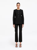 Linen-Blend Blazer - Black