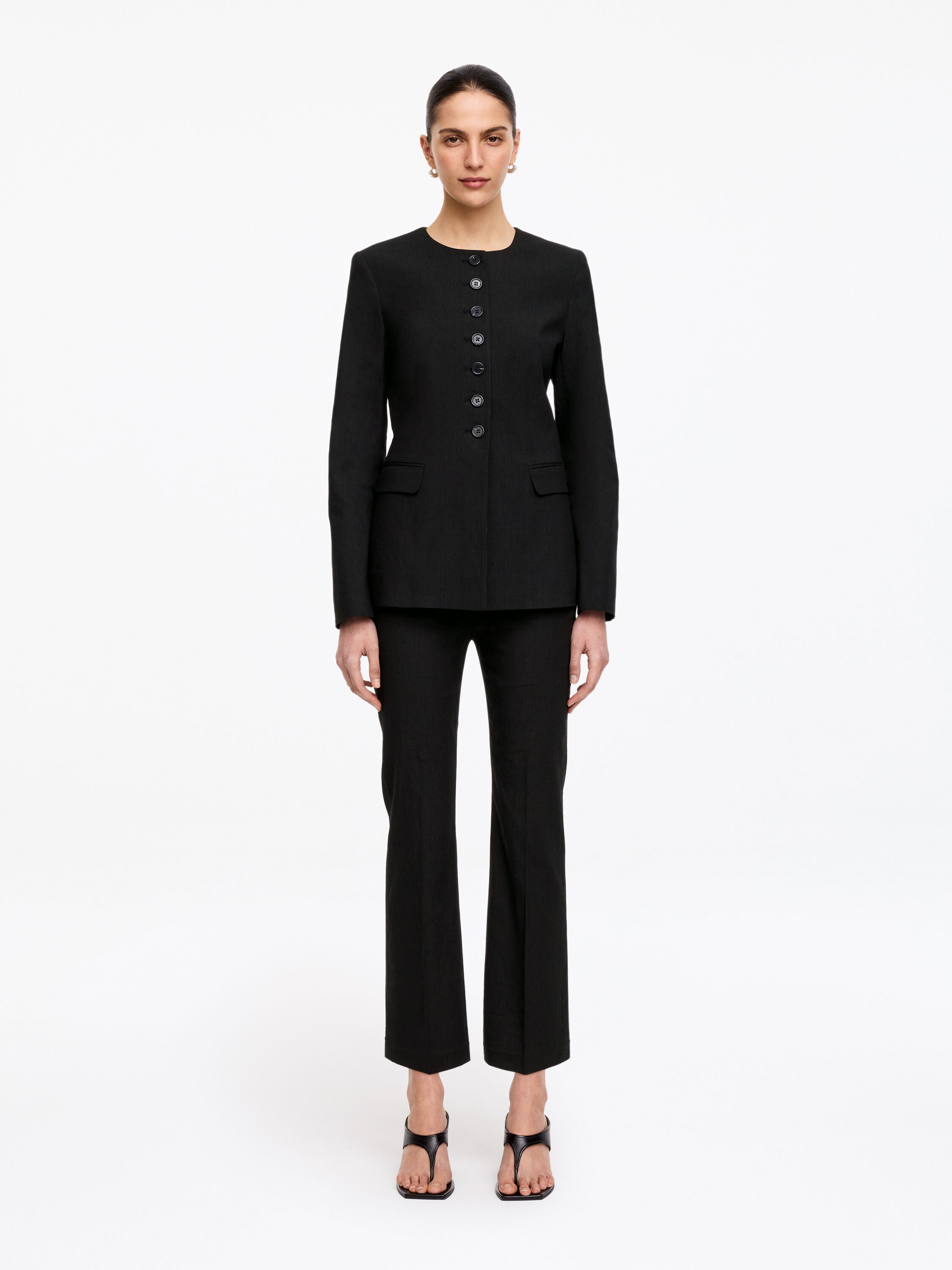 Linen-Blend Blazer - Black