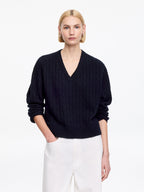 Pure Cashmere V-Neck Jumper - Blue