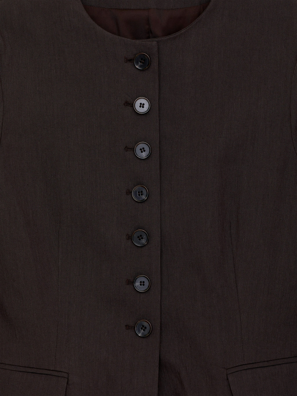 Linen-Blend Blazer - Brown - Image 2