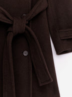 Oversized Wool-Blend Coat - Brown - Image 3