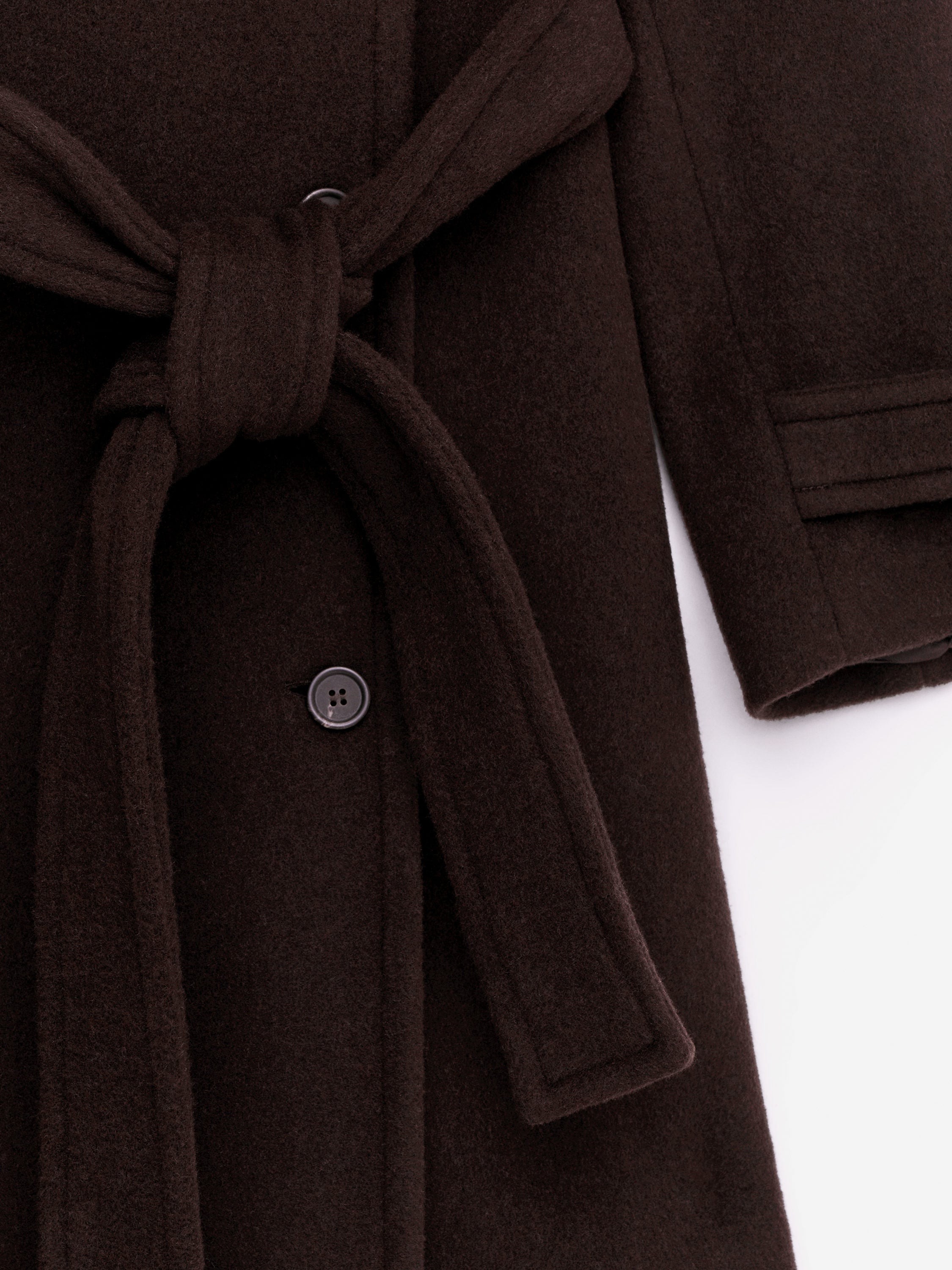 Oversized Wool-Blend Coat - Brown - Image 3