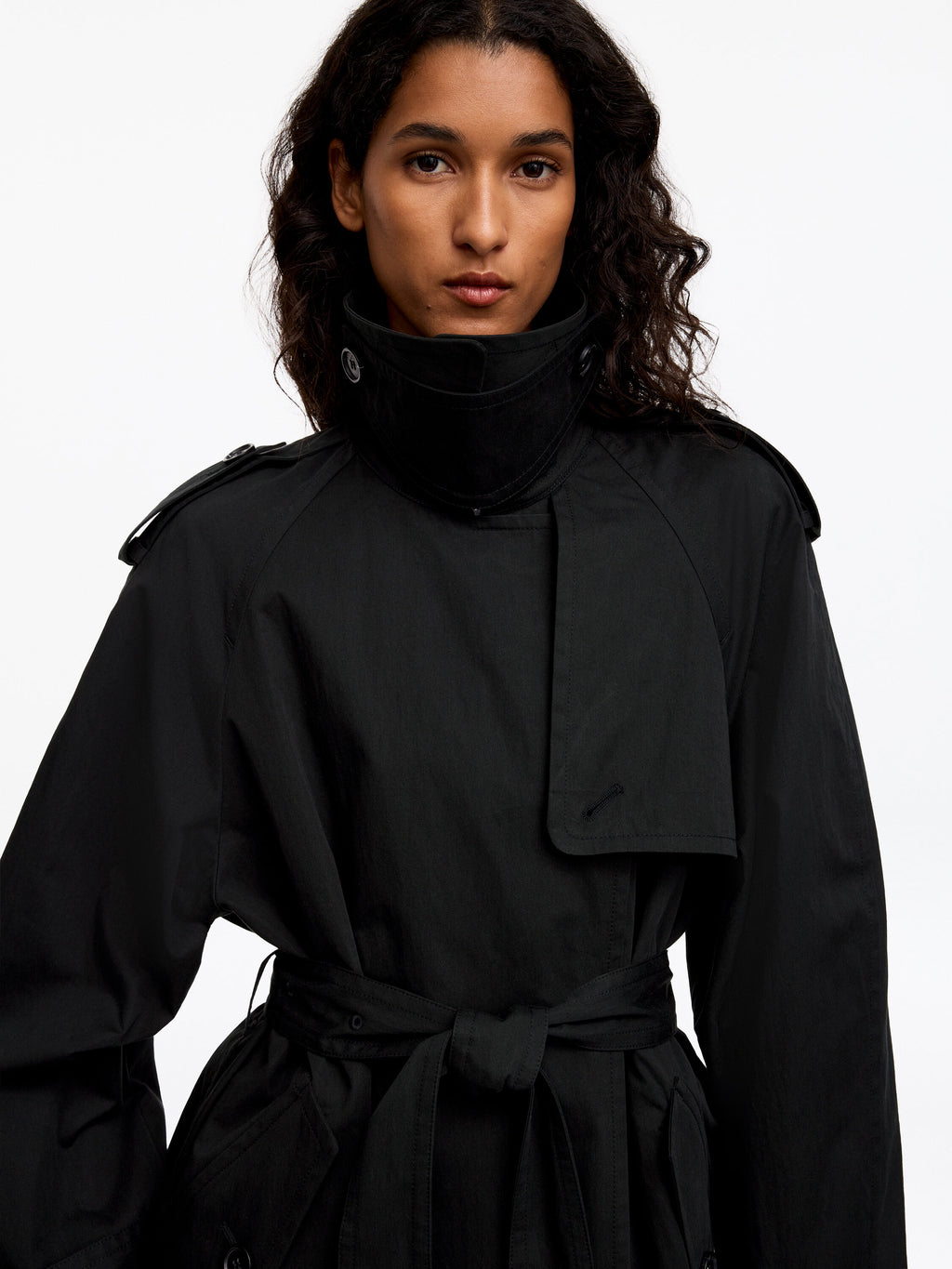 Oversized Trench Coat - Black - Image 5