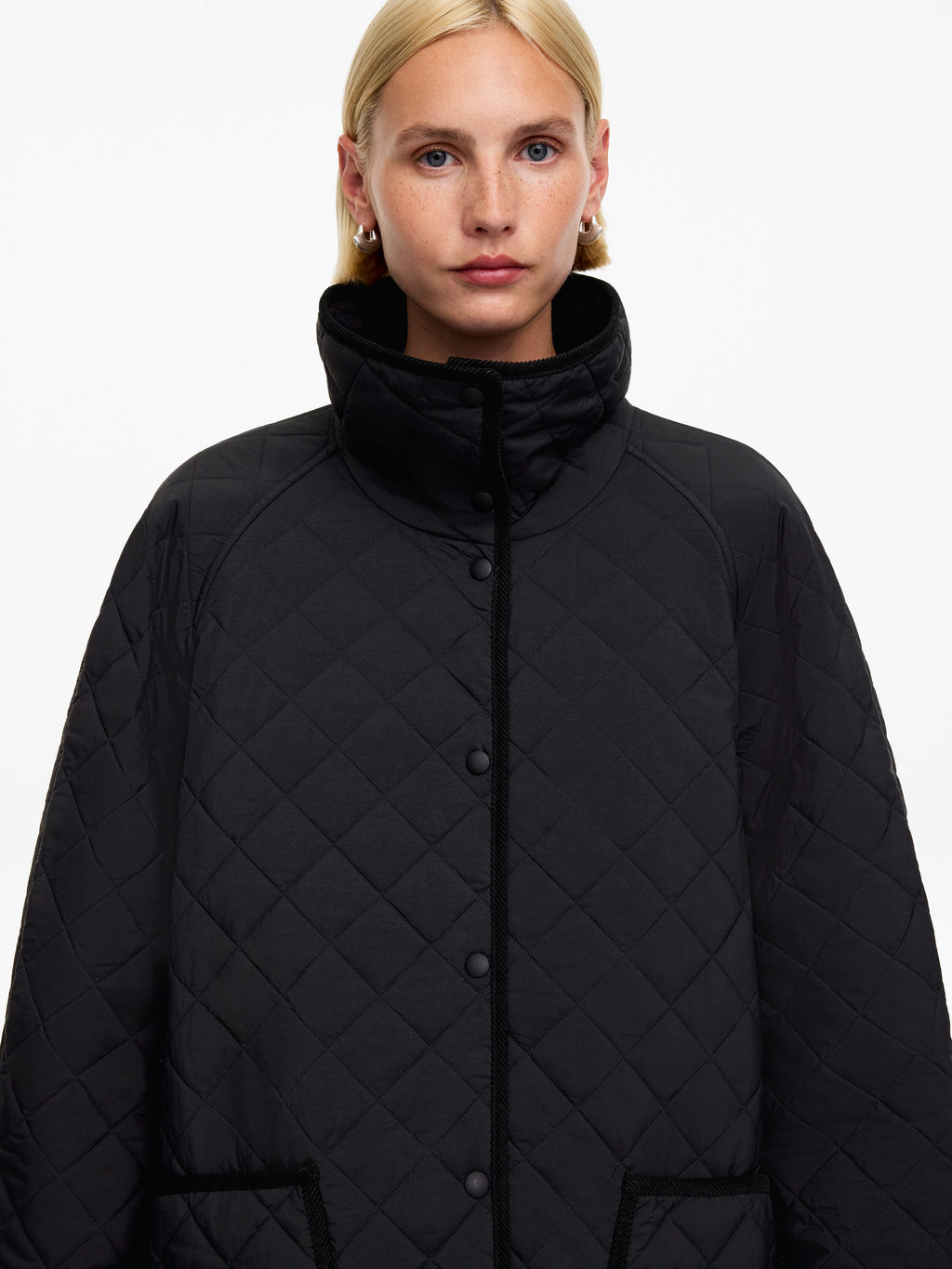Relaxed Quilted Jacket - Black - Image 4