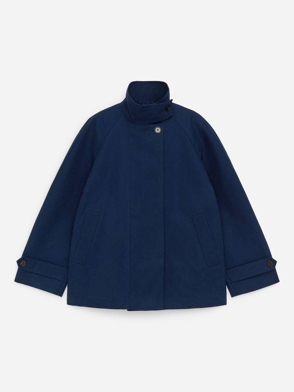 Funnel-Collar Cotton Jacket - Blue - Image 6