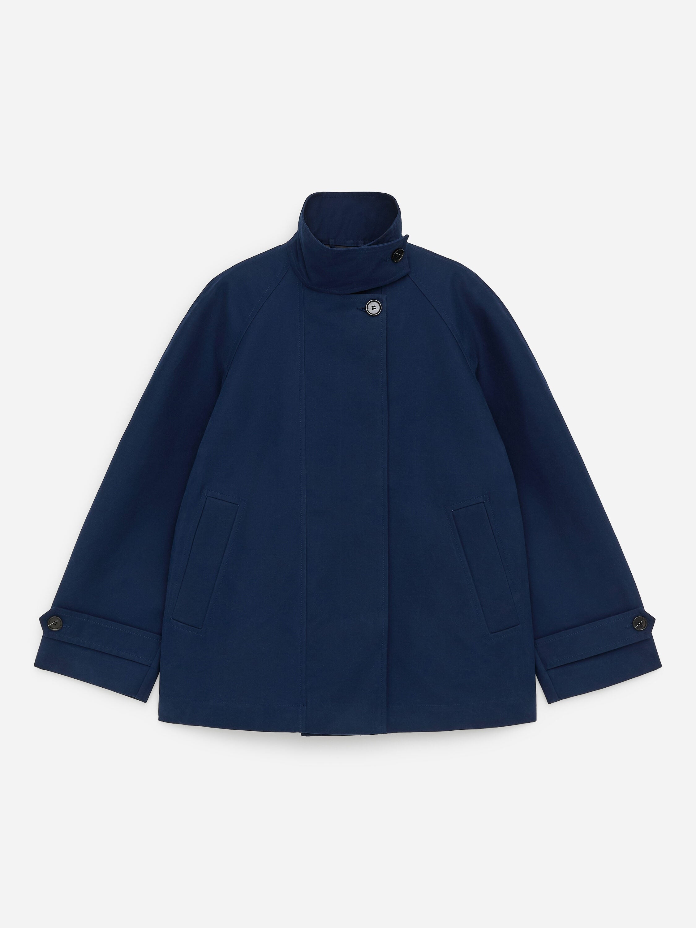 Funnel-Collar Cotton Jacket - Blue - Image 6