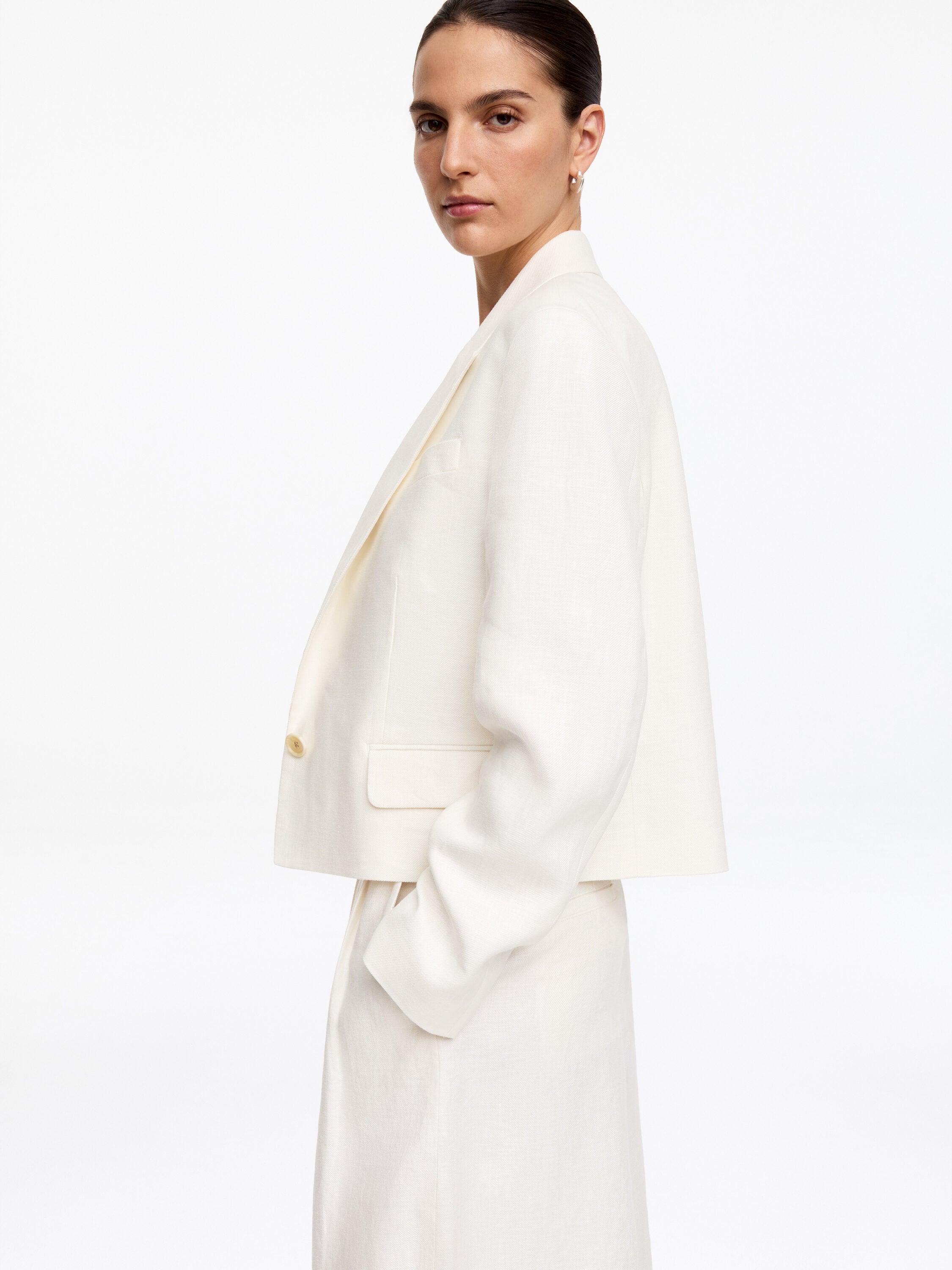 Linen Blazer - White - Image 5