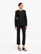 Linen-Blend Blazer - Black - Image 3