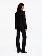 Linen-Blend Collarless Blazer - Black - Image 3