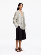 Tailored Shirt Blazer - Beige - Image 2