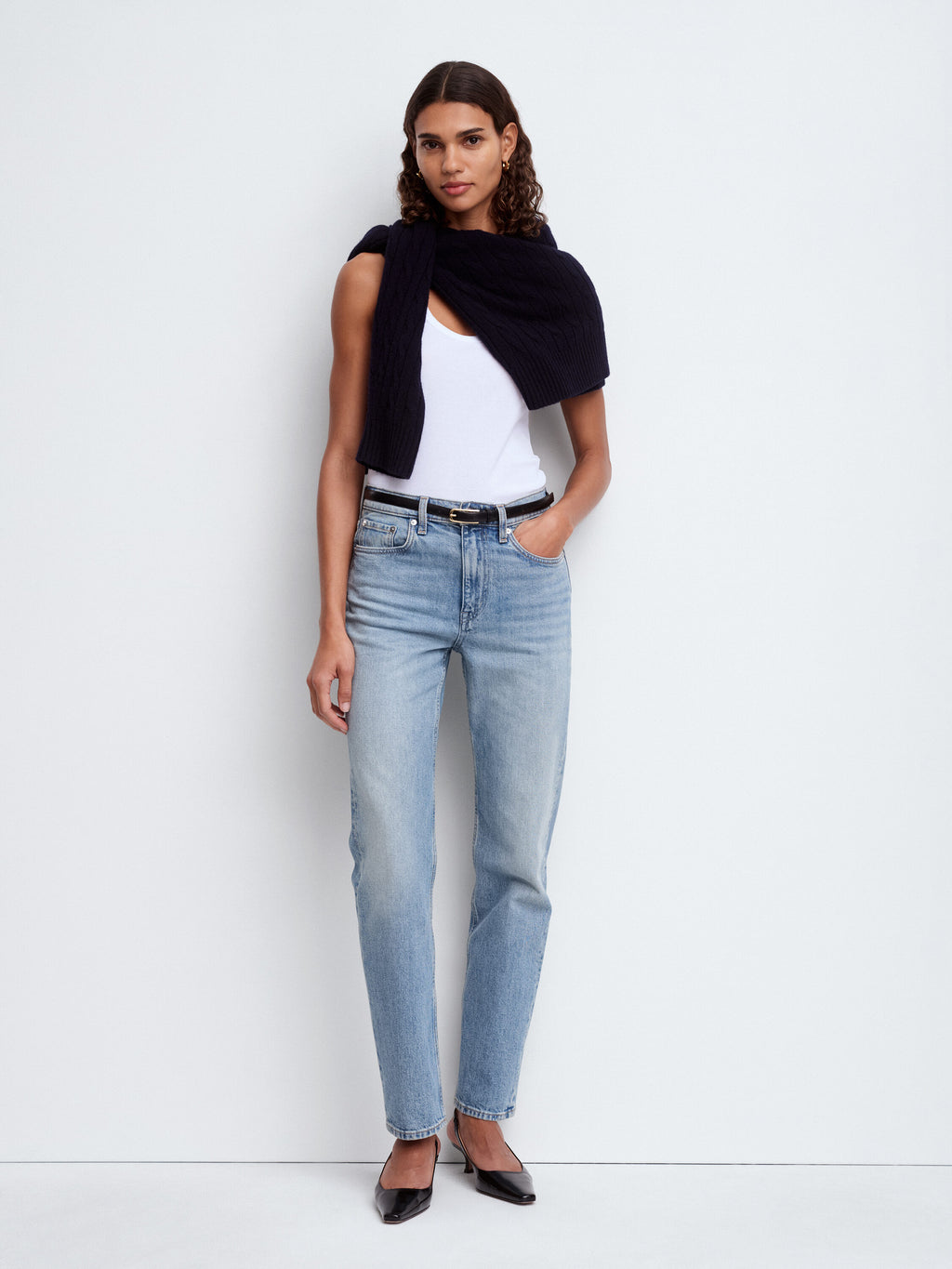 Pure Cashmere V-Neck Jumper - Blue - Image 6