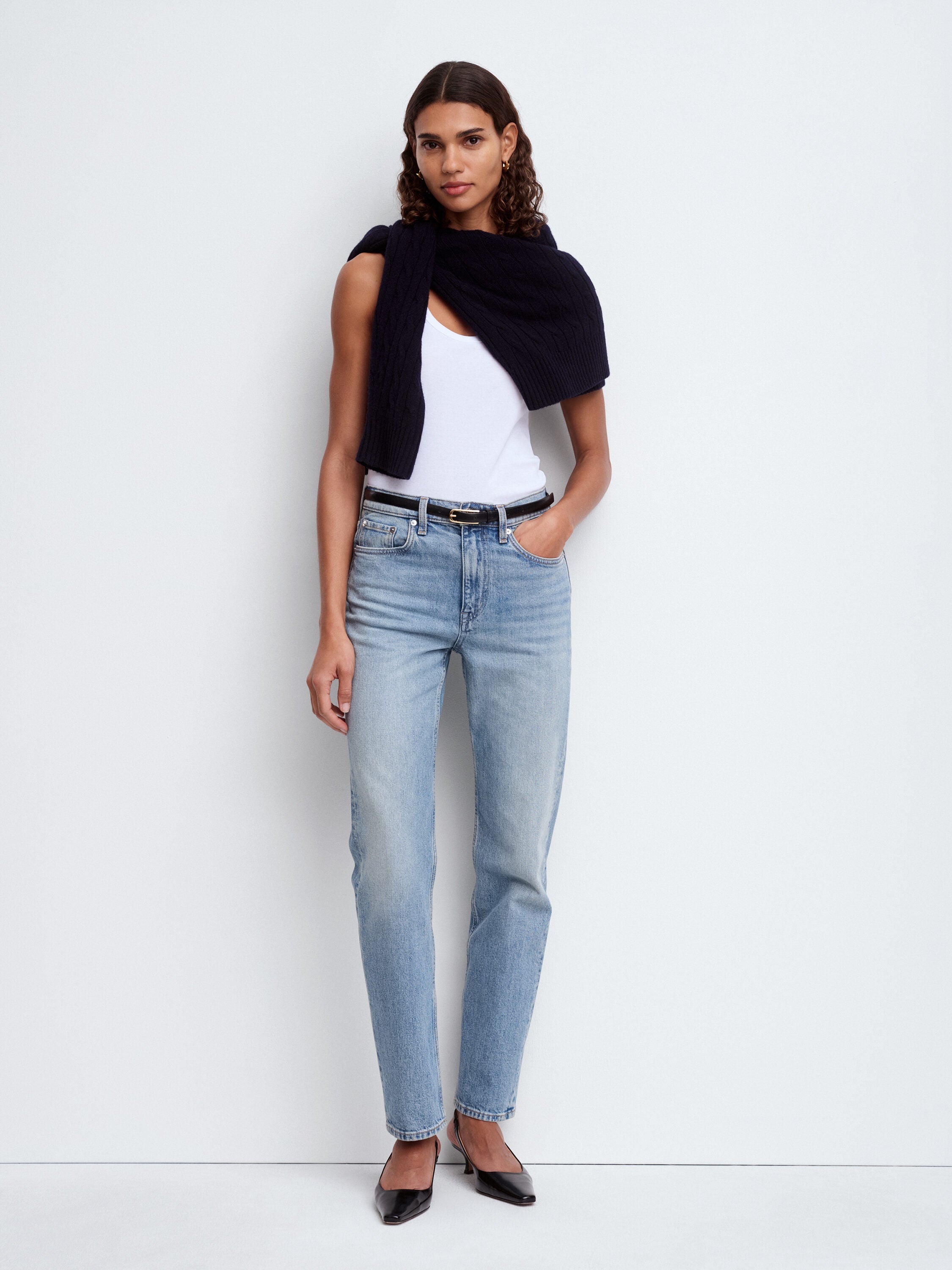 Pure Cashmere V-Neck Jumper - Blue - Image 6